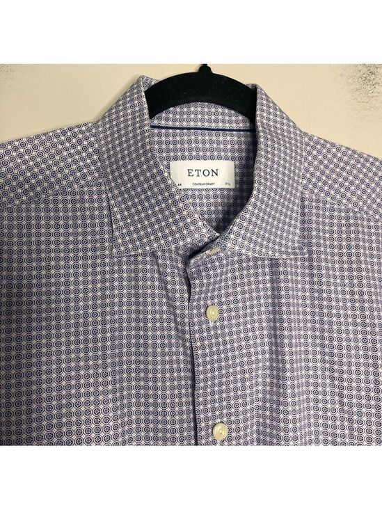 Eton Other - Eton Contemporary Sz 44/17.5 Blue, White & Purple Long Sleeve Cotton Dress Shirt